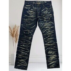 The Hertage By America Men's W38 L34 Patched Distressed Skinny Jeans Acid Wash